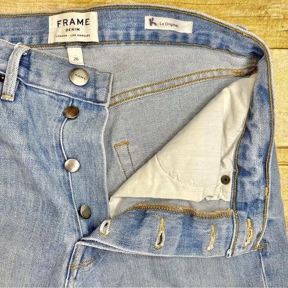 FRAME Denim Le Original Harrah Distressed Straight Leg High Waist Cropped Jean - Picture 6 of 8